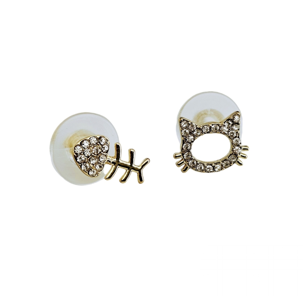 Cat & Fish Bone Earrings